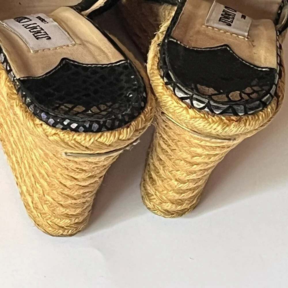 Jimmy Choo Iridescent Snakeskin Print Wedge Sandals - AS IS